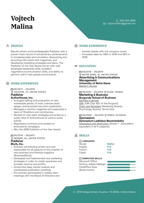 publisher resume template kickresume