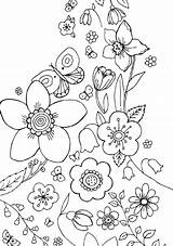 Coloring May Pages Flowers Kids sketch template