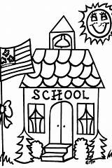 School House Coloring Sunny Kids sketch template