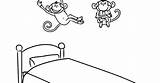 Bed Jumping Coloring Monkeys Little Monkey Pages Five sketch template