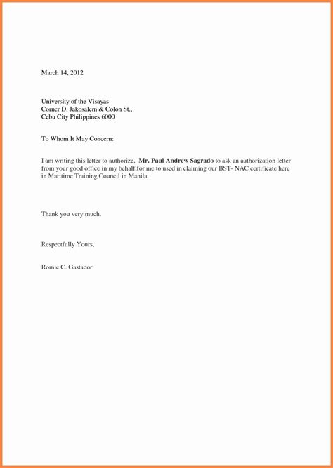 authorization letter format  attestation   authority letter