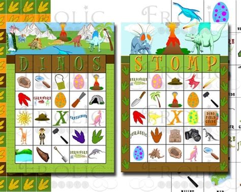 dinosaur bingo  printable cards instant