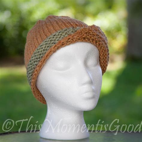 loom knit folded brim cloche hat pattern vintage style hat etsy