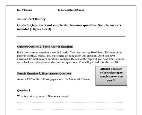 history sample paper junior cycle  examples papers