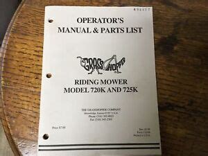 grasshopper     riding mower operators manual parts list ebay