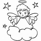 Coloring Angels Boy Halo Pages Cute Angel Wiht Singing Colorluna Christmas Color Colouring Getdrawings Harp Cloud Little Clipartmag Getcolorings sketch template