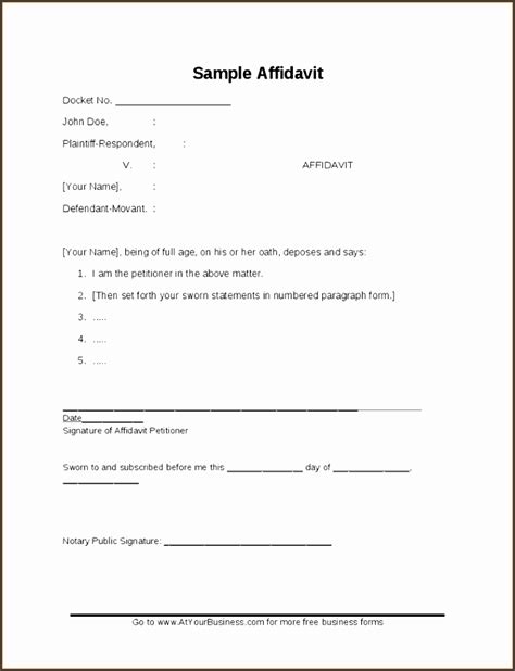 affidavit form template    sampletemplatess