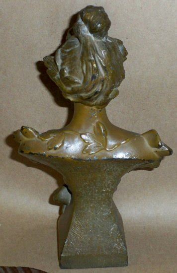 art nouveau french patinated bronze spelter metal bust of a lady boule