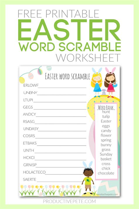 printable easter word scramble  kids productive pete