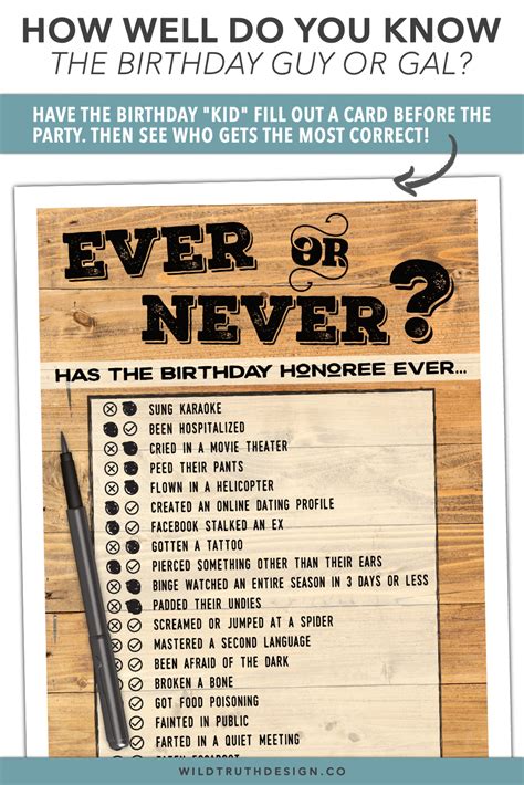 printable birthday party games  adults wood design wild truth