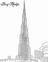 Khalifa Burj Coloring Kids Pages Buildings Famous Building Great Sketch Sheets sketch template
