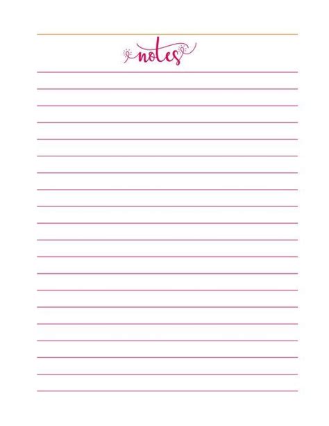 printable lined notes insert note pad colorful planner insert big