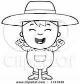 Farmer Happy Cartoon Clipart Boy Thoman Cory Vector Outlined Coloring Royalty Kid Protected Collc0121 sketch template