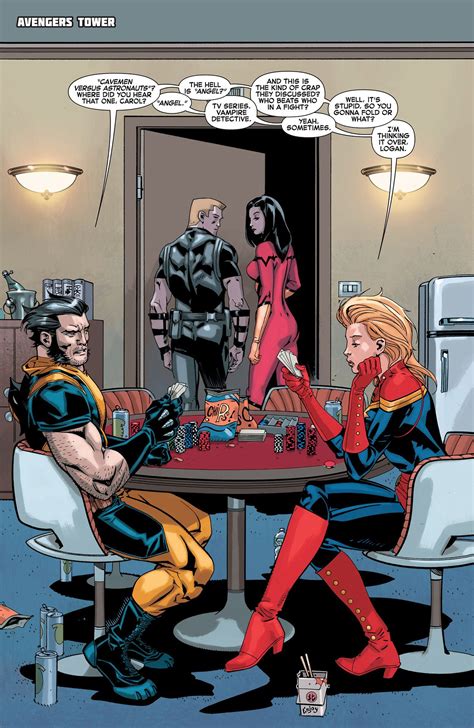 avengers x men 06 carol danvers watches angel guys i am freaking out that logan just said