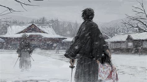 resolution samurai warrior  winter illustration p resolution wallpaper