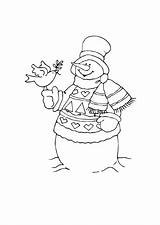 Coloring Snowman Bird sketch template