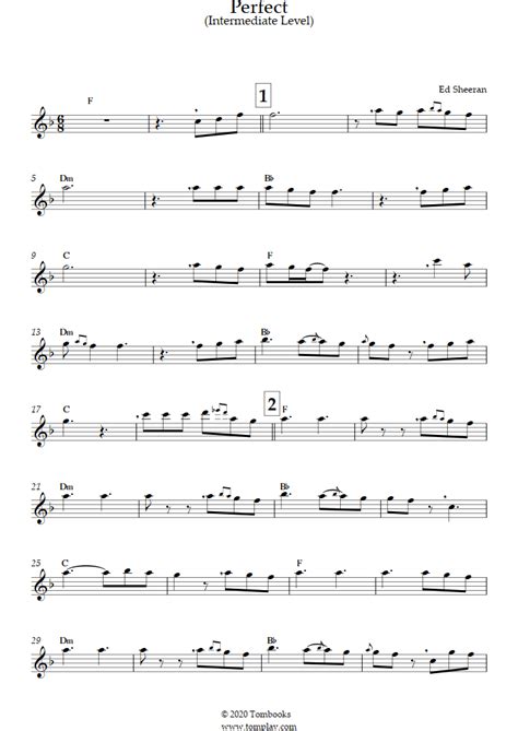 Perfect Intermediate Level Alto Sax Ed Sheeran Saxophone Sheet Music