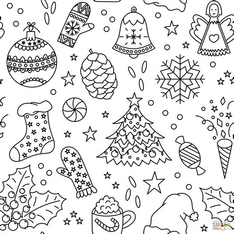christmas pattern coloring page  printable coloring pages