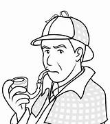 Holmes Sherlock Coloring Pages Getcolorings sketch template