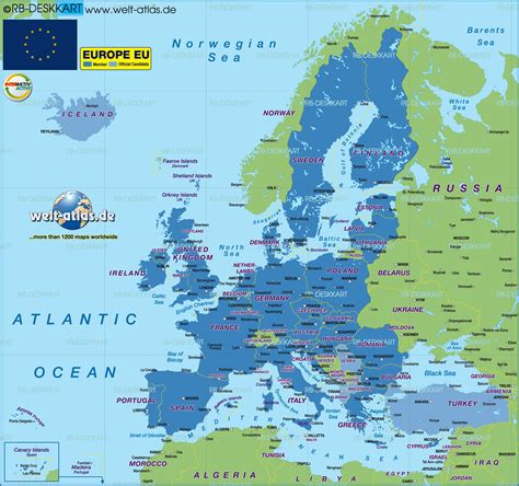 map  european union eu   serveral countries welt atlasde