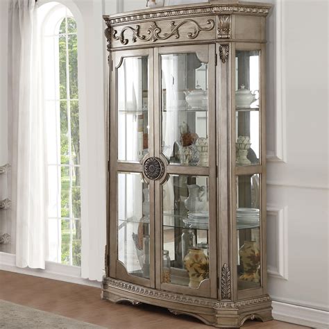 acme furniture northville traditional tall glass curio cabinet   shelves dream home