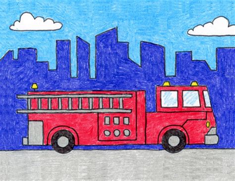 draw  fire truck art projects  kids color art lessons