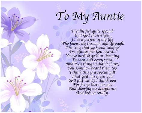 personalised to my auntie poem mothers day birthday christmas t