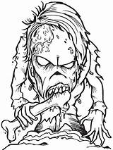 Zombie Coloring Creepy Pages Scary Halloween Horror Kids Adults Printable Adult Cartoon Cool Tattoo Print Drawings Zombies Colouring Color Sheets sketch template