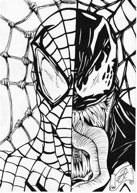 coloring page spiderman venom coloring home