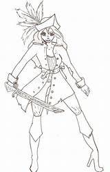 Pirate Coloring Pages Girl Female Getdrawings Getcolorings Color sketch template