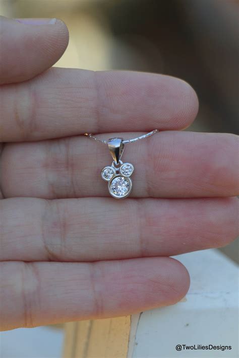 sparkly elegant mickey mouse necklace sterling silver zircon women disney jewelry small mickey