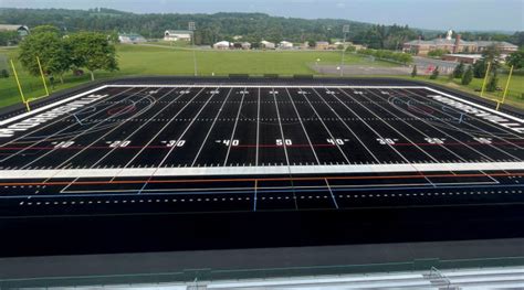 suny morrisville football unveils playing field  black turf