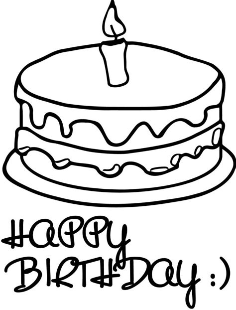 happy birthday cake coloring page wecoloringpagecom
