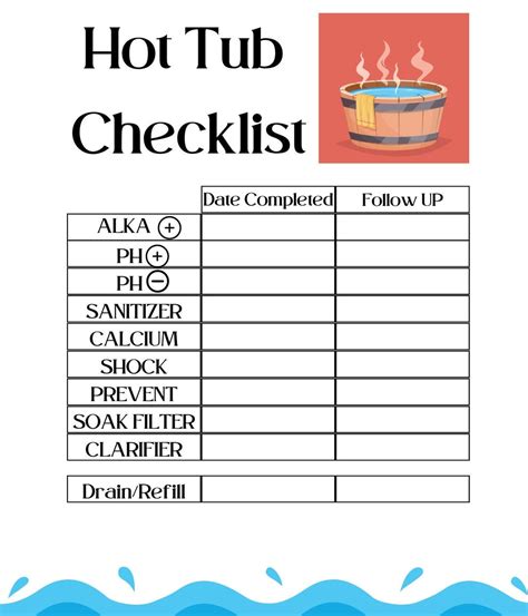 Hot Tub Checklist Etsy