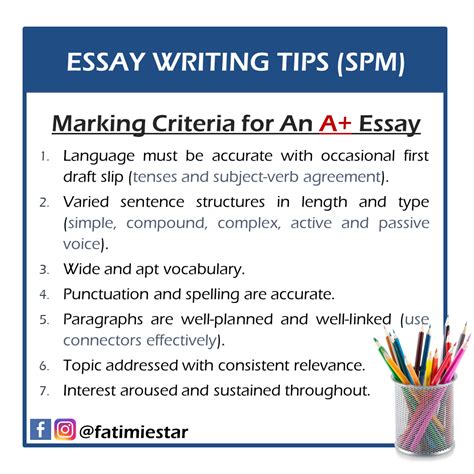 marking criteria    essay