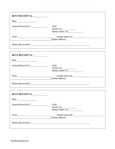 editable  monthly rental payment receipt template  rent