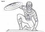 Spiderman Homecoming Coloring Pages Drawing America Captain War Civil Draw Spider Man Sketch Easy Shield Learn Step Marvel Printable Drawingtutorials101 sketch template
