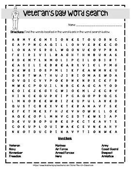 veterans day word search  resource    term word search