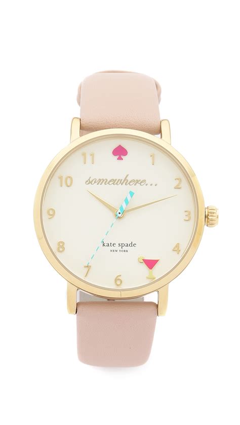 Kate Spade 5 O Clock Metro Leather Watch Vachetta Gold