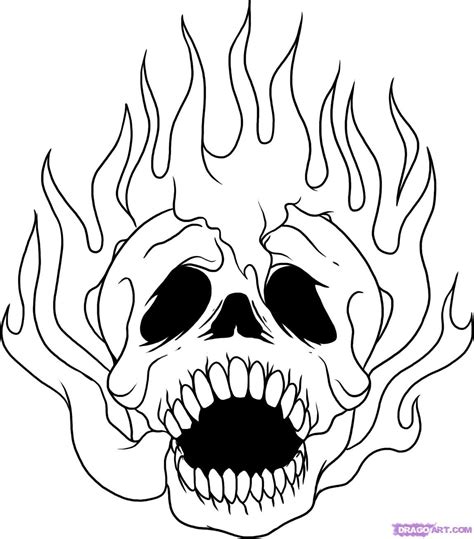 skull  fire drawing clip art library