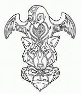 Totem Pole Tattoo Drawing Coloring Poles Designs Pages Drawings Animal Deviantart Alaska Outline Easy Cool Native Tiki Bear Eagle American sketch template
