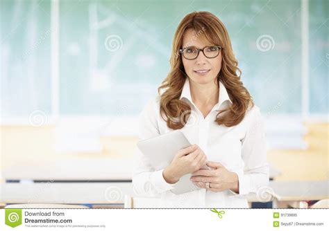 teacher  digital tablet stock image image  school teacher