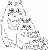 Cat Family Coloring Fat Pages Cats Color Printable Lineart Print sketch template