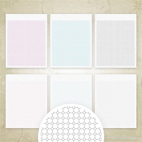 octagon grid digital paper printable   printable paper