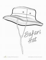 Safari Hat Coloring Pages Worksheets Education Hats sketch template