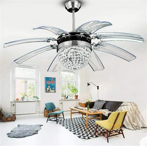 crystal chandelier modern ceiling fan remote invisible  blades fan lights ebay