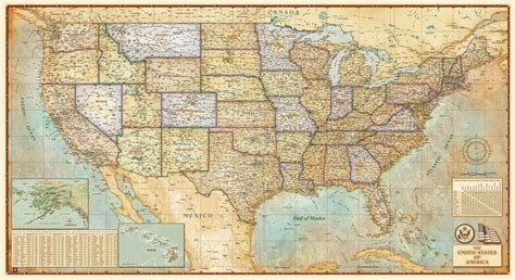 beautiful atlas style wall map   united states  america large