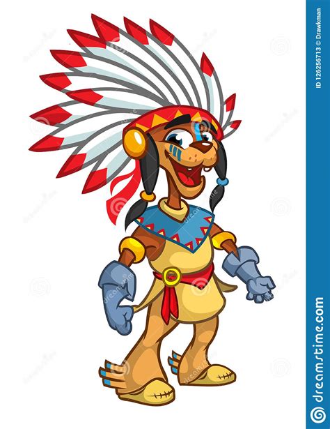 Native American Character Cartoon Vector Illustration