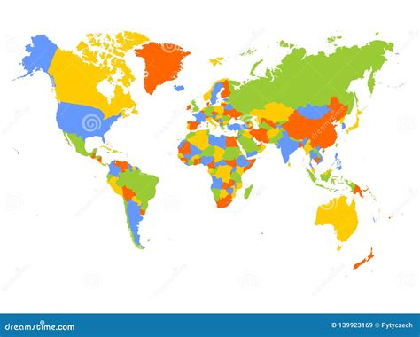 world map   colors  white background blank high detail