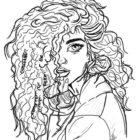 girl  curly hair drawing    clipartmag